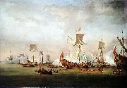 Willem van de Velde the Elder The Departure of William of Orange and Princess Mary for Holland France oil painting artist